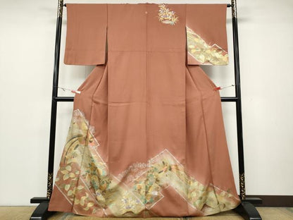 平和屋着物●訪問着　鳳凰草花文　暈し染め　金銀彩　正絹　逸品　CAAZ2444ut