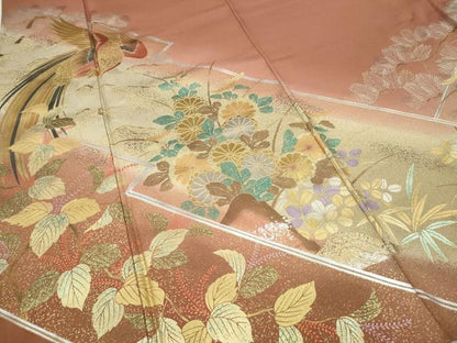 平和屋着物●訪問着　鳳凰草花文　暈し染め　金銀彩　正絹　逸品　CAAZ2444ut
