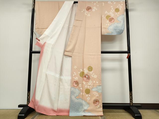 平和屋着物●訪問着　絞り　刺繍　雪輪草花文　金彩　正絹　逸品　CAAZ2446ut