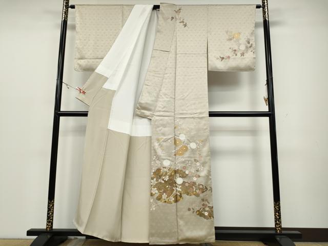 平和屋着物●訪問着 駒刺繍 雲重ね枝花文 金彩 正絹 逸品 未使用 CAAZ2455ut
