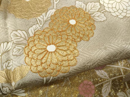 平和屋着物●訪問着 駒刺繍 雲重ね枝花文 金彩 正絹 逸品 未使用 CAAZ2455ut