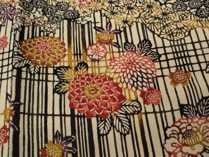 平和屋着物●訪問着 染色作家 桐村博 手ざし紅型 流水草花文 鬼しぼ縮緬 正絹 逸品 未使用 CAAZ2457ut