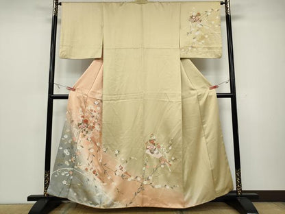 平和屋着物●訪問着 扇枝花文 暈し染め 金彩 正絹 逸品 CAAZ2458ut