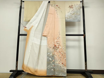 平和屋着物●訪問着 扇枝花文 暈し染め 金彩 正絹 逸品 CAAZ2458ut