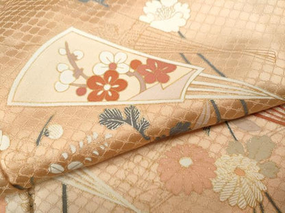 平和屋着物●訪問着 扇枝花文 暈し染め 金彩 正絹 逸品 CAAZ2458ut