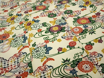 平和屋着物●上質な小紋 型染め 立波花文 正絹 逸品 CAAZ2459ut