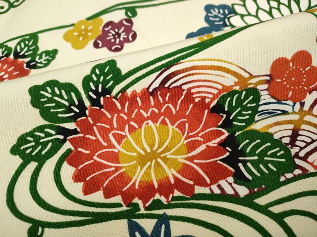 平和屋着物●上質な小紋 型染め 立波花文 正絹 逸品 CAAZ2459ut