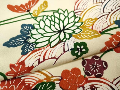 平和屋着物●上質な小紋 型染め 立波花文 正絹 逸品 CAAZ2459ut