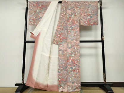 平和屋着物●上質な小紋　雲重ね鳳凰花蝶文　正絹　逸品　CAAZ2464ut