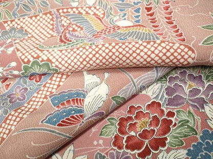 平和屋着物●上質な小紋　雲重ね鳳凰花蝶文　正絹　逸品　CAAZ2464ut