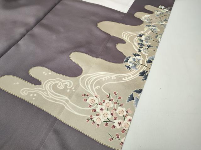 平和屋着物●豪華色留袖 刺繍 流水枝花文 金彩 三越扱い 正絹 逸品 未使用 CAAZ2480ut