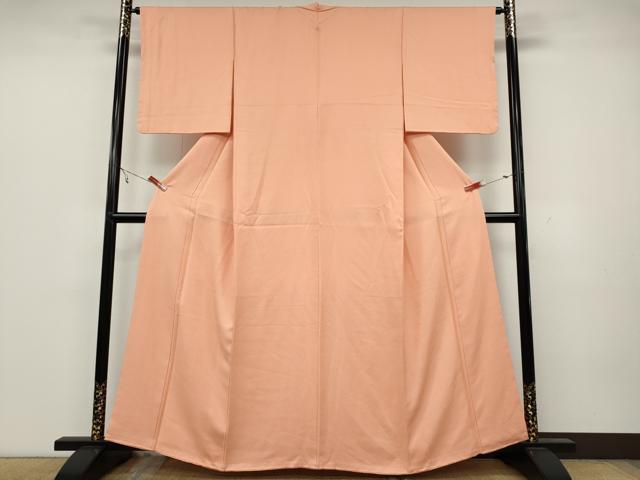 平和屋着物●上質な色無地　鹿の子地紋　赤香色　正絹　逸品　CAAZ2494ut
