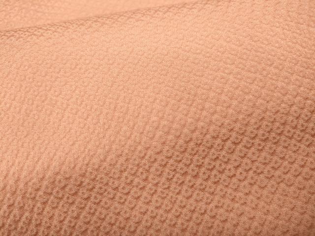 平和屋着物●上質な色無地　鹿の子地紋　赤香色　正絹　逸品　CAAZ2494ut