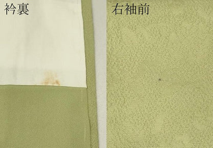 平和屋着物●上質な色無地 花唐草地紋 女郎花色 正絹 逸品 CAAZ2496ut