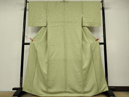 平和屋着物●上質な色無地 花唐草地紋 女郎花色 正絹 逸品 CAAZ2496ut