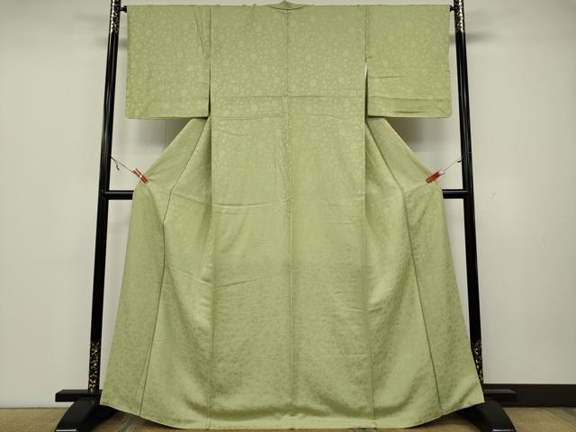 平和屋着物●上質な色無地 花唐草地紋 女郎花色 正絹 逸品 CAAZ2496ut