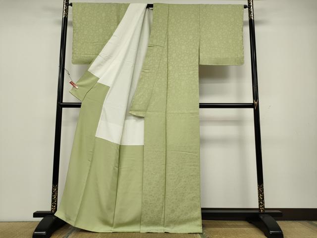 平和屋着物●上質な色無地 花唐草地紋 女郎花色 正絹 逸品 CAAZ2496ut