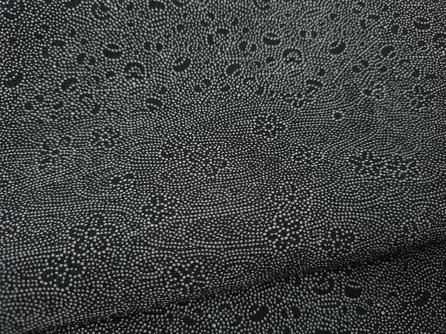 平和屋着物●訪問着　江戸小紋　横段吉祥草花文　黒地　正絹　逸品　CAAZ2500ut