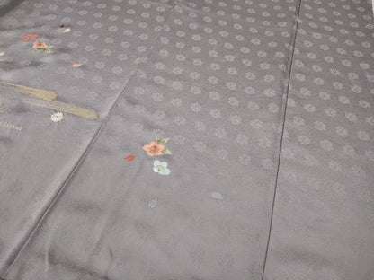 平和屋着物●訪問着 駒刺繍 絞り 御所車花文 金糸 正絹 逸品 CAAZ2502ut