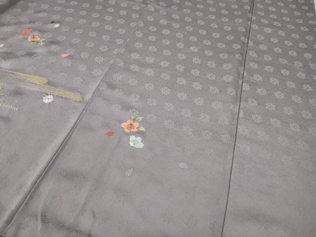 平和屋着物●訪問着 駒刺繍 絞り 御所車花文 金糸 正絹 逸品 CAAZ2502ut