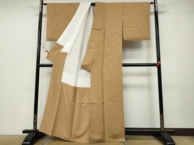 平和屋着物●上質な色無地 吉祥草木地紋 薄香色 正絹 逸品 未使用 CAAZ2520ut