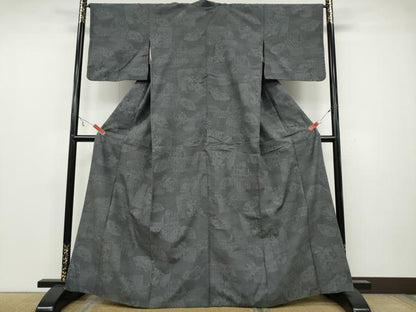 平和屋着物●結城紬　80亀甲　色紙重ね草花文　正絹　逸品　CAAZ2527ut