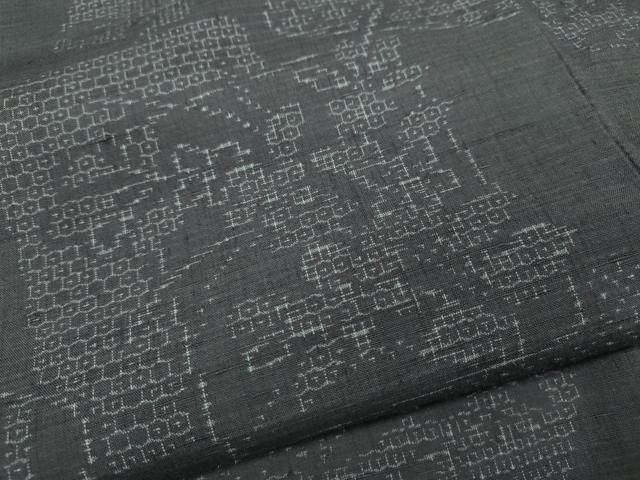 平和屋着物●結城紬　80亀甲　色紙重ね草花文　正絹　逸品　CAAZ2527ut