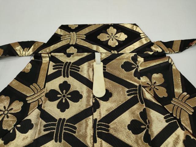 平和屋着物●男性　馬乗り袴　舞台衣装　菱花文　黒地　金糸　CAAZ2537ut