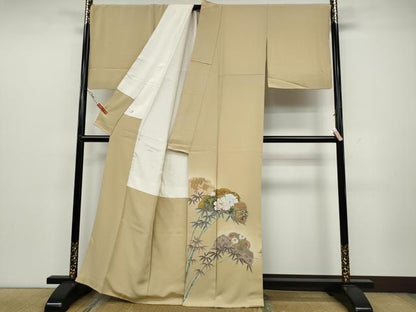 平和屋着物●豪華色留袖　駒刺繍　雪芝草花文　金彩　正絹　逸品　CAAZ2549ut