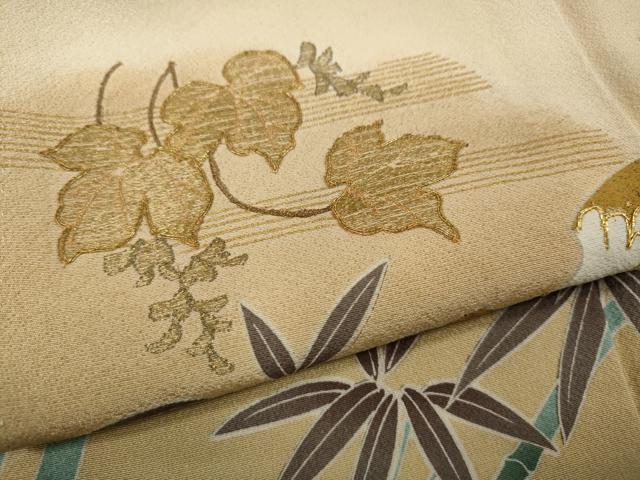 平和屋着物●豪華色留袖　駒刺繍　雪芝草花文　金彩　正絹　逸品　CAAZ2549ut