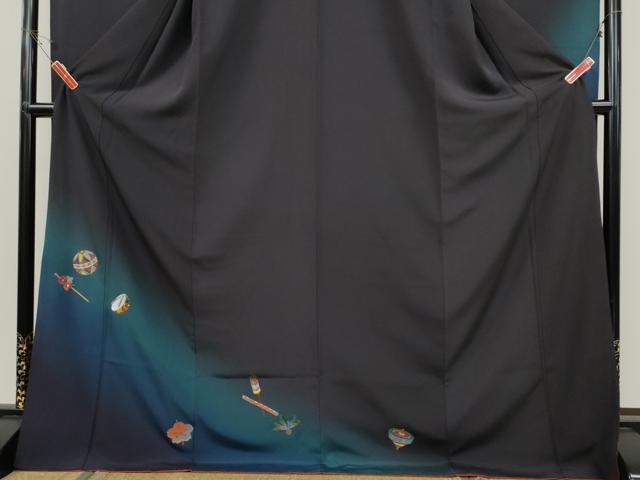 平和屋着物○豪華振袖・長襦袢セット 総刺繍 鞠 簪 ぽっくり下駄 コマ 暈