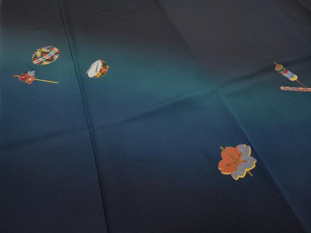 平和屋着物○豪華振袖・長襦袢セット 総刺繍 鞠 簪 ぽっくり下駄 コマ 暈