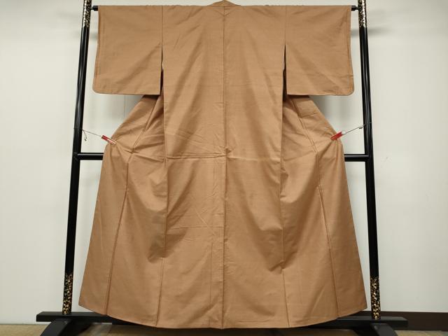平和屋着物●結城紬 色無地 赤香色 正絹 逸品 CAAZ2565ut
