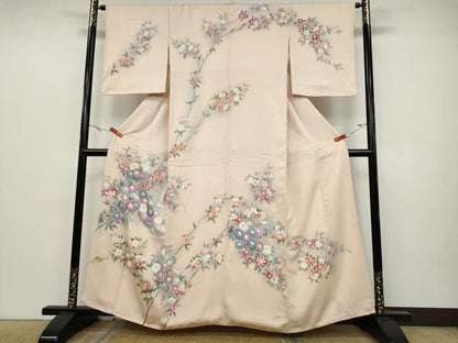 平和屋着物●訪問着　友禅　草花文　正絹　逸品　CAAZ2571ut