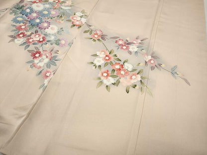 平和屋着物●訪問着　友禅　草花文　正絹　逸品　CAAZ2571ut