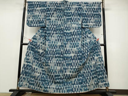 平和屋着物●上質な紬 花織 格子柄 正絹 逸品 CAAZ2577ut
