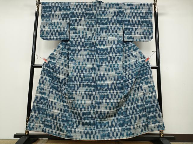 平和屋着物●上質な紬 花織 格子柄 正絹 逸品 CAAZ2577ut