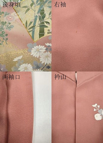 平和屋着物●訪問着　作家物　駒刺繍　地紙草花文　暈し染め　金彩　正絹　逸品　CAAZ2578ut
