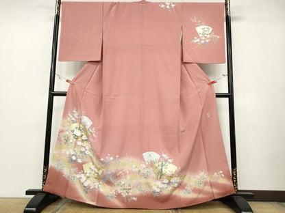 平和屋着物●訪問着　作家物　駒刺繍　地紙草花文　暈し染め　金彩　正絹　逸品　CAAZ2578ut