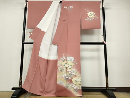 平和屋着物●訪問着　作家物　駒刺繍　地紙草花文　暈し染め　金彩　正絹　逸品　CAAZ2578ut