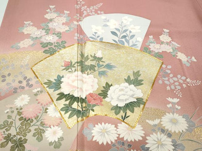 平和屋着物●訪問着　作家物　駒刺繍　地紙草花文　暈し染め　金彩　正絹　逸品　CAAZ2578ut