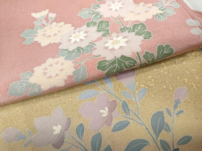 平和屋着物●訪問着　作家物　駒刺繍　地紙草花文　暈し染め　金彩　正絹　逸品　CAAZ2578ut