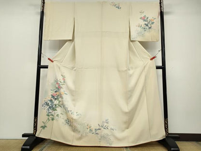 平和屋着物●訪問着　友禅　草花文　正絹　逸品　CAAZ2588ut