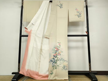 平和屋着物●訪問着　友禅　草花文　正絹　逸品　CAAZ2588ut