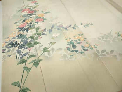 平和屋着物●訪問着　友禅　草花文　正絹　逸品　CAAZ2588ut