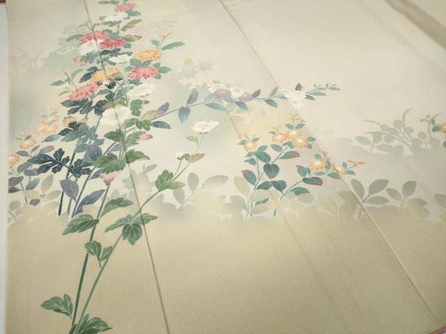 平和屋着物●訪問着　友禅　草花文　正絹　逸品　CAAZ2588ut