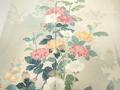 平和屋着物●訪問着　友禅　草花文　正絹　逸品　CAAZ2588ut