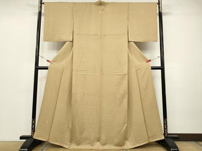 平和屋着物●上質な色無地　花丸地紋　飴色　正絹　逸品　CAAZ2598ut
