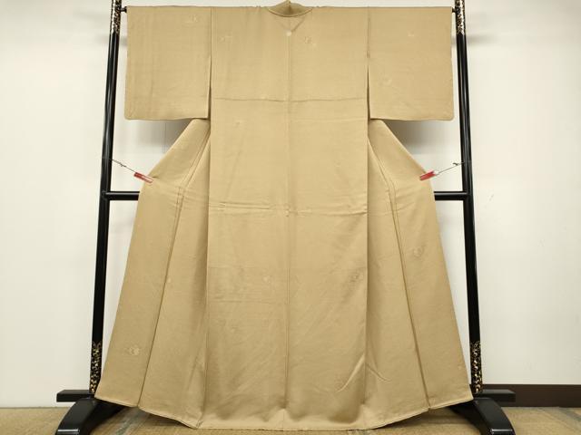 平和屋着物●上質な色無地　花丸地紋　飴色　正絹　逸品　CAAZ2598ut