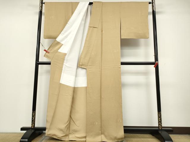 平和屋着物●上質な色無地　花丸地紋　飴色　正絹　逸品　CAAZ2598ut